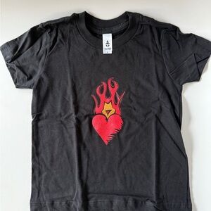 American Apparel Black Tee with Red Heart Flame